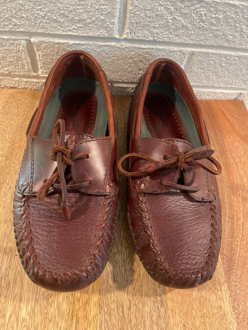 H.S. Trask Bison Leather Driving Moccasins Brown 9.5M